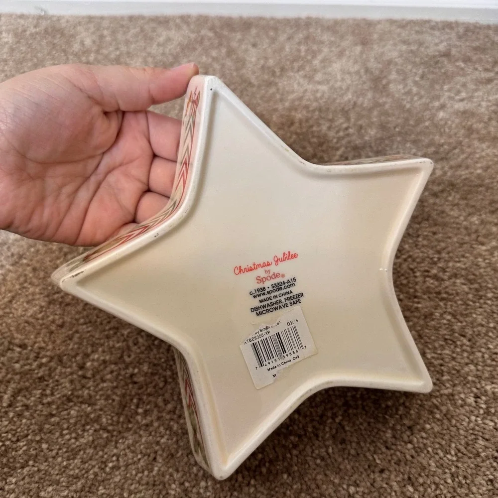 Spode Christmas Jubilee Star Shaped Ceramic‎ Bowl Holiday Tree Pattern Rare VTG
